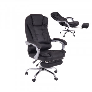 CF9700 Relax Πολυθρόνα Γραφείου Διευθυντή, με Υποπόδιο, Βάση Χρώμιο,PU Μαύρο
